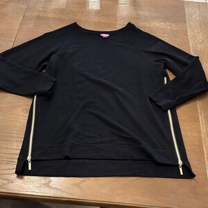 Stella & Dot Black Sweatshirt with Gold Zippers